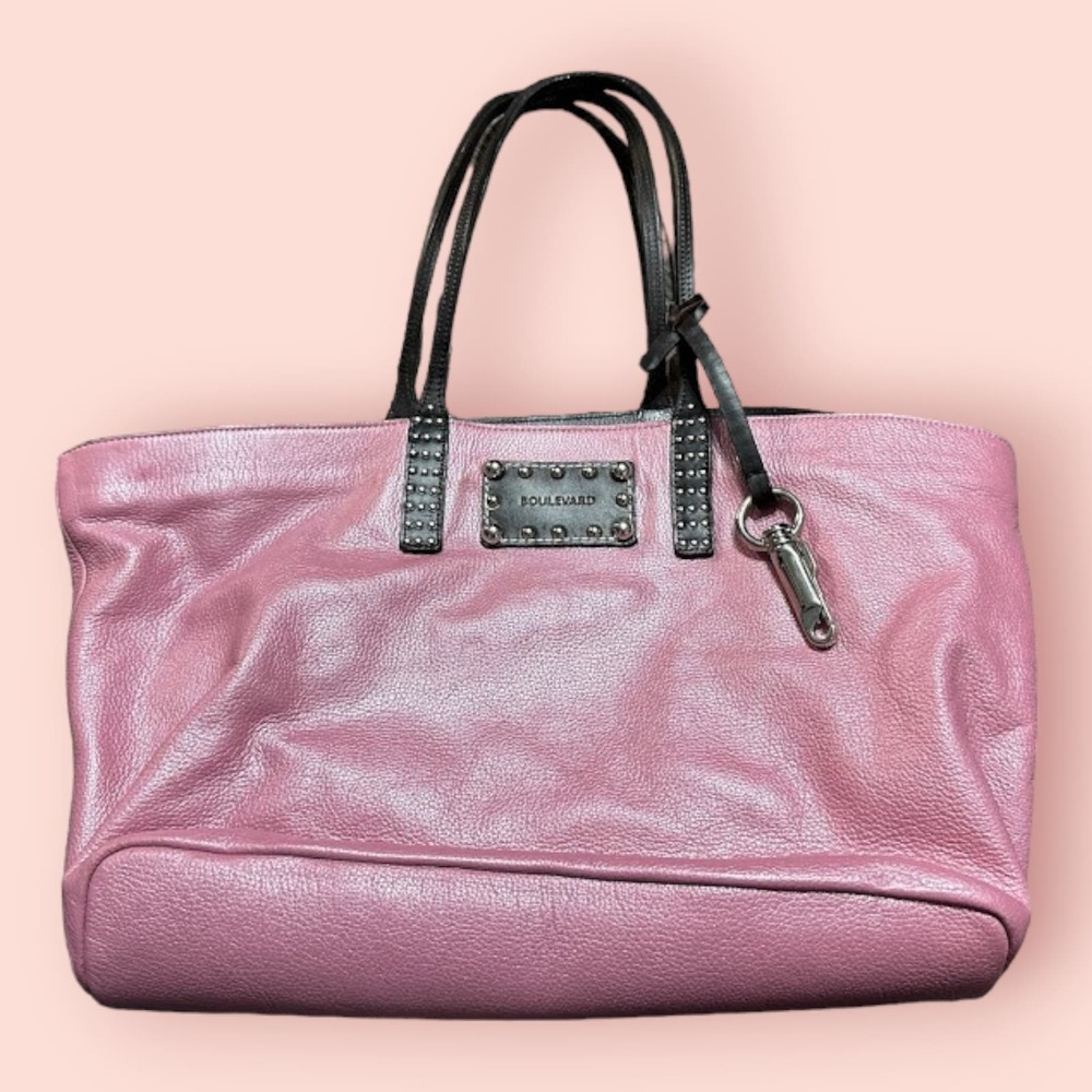 Boulevard Vintage Pink Leather Tote with built in detachable clutch